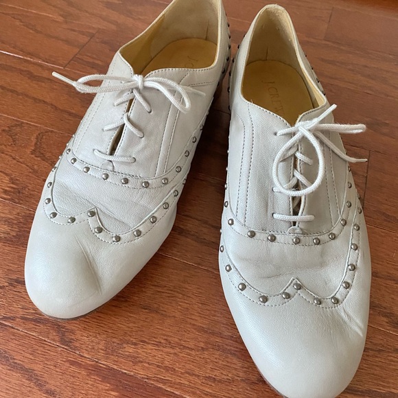 Gray studded leather brogues